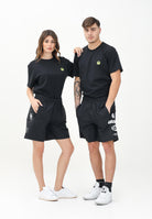 BARROW Shorts sportivo nero per uomo e donna con stampa S5BWUABE009 110 BARROW 