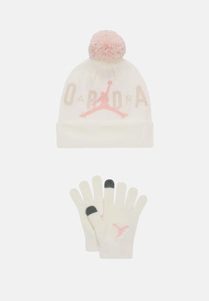 JORDAN Set regalo composto da cappello e guanti panna e rosa da bambina 9A0869 782 JORDAN 