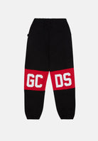 GCDS Pantalone sportivo nero per bambino e bambina con stampa logo B2KU3017BA2 99 GCDS 
