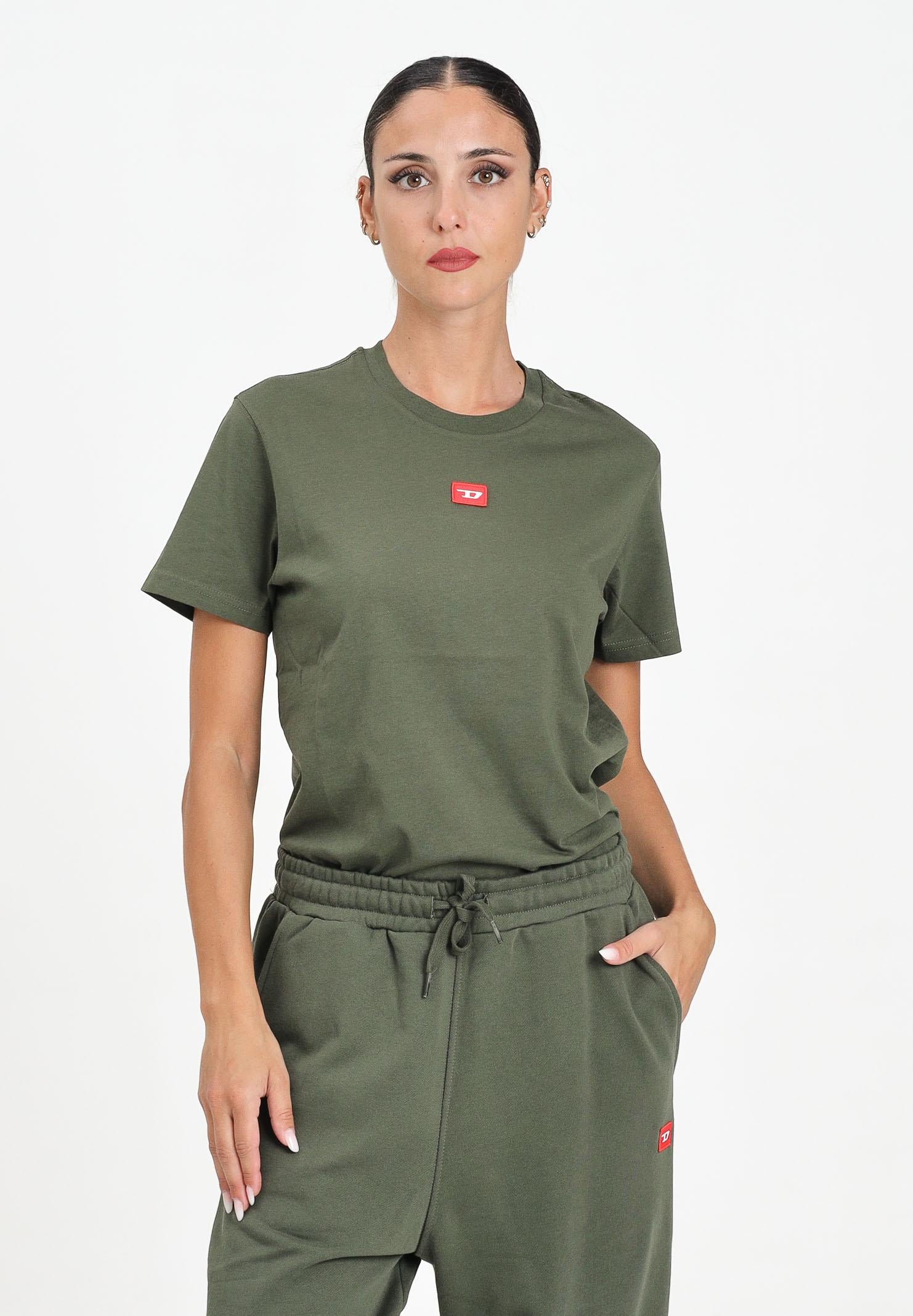 DIESEL T-shirt a manica corta verde militare per donna, ragazzi e bambini con logo J025010GRAI K513 DIESEL 