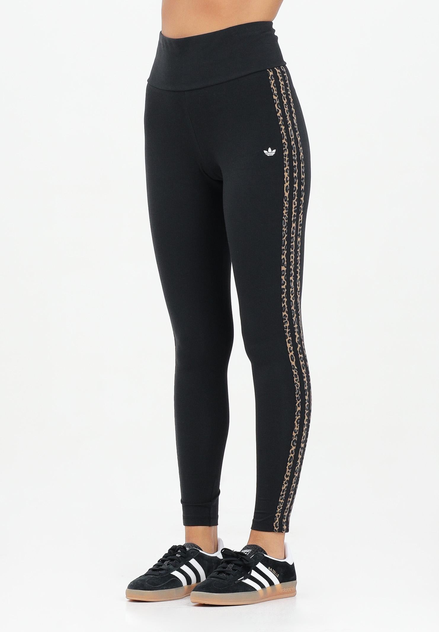 ADIDAS ORIGINALS Leggings ESSENTIALS 3 STRIPES ANIMAL PRINT nero da donna JW7307  ADIDAS ORIGINALS 