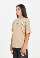 MARNI T-shirt a manica corta beige per donna, ragazzi e bambini con ricamo logo M01265M00RF 0M715 MARNI 