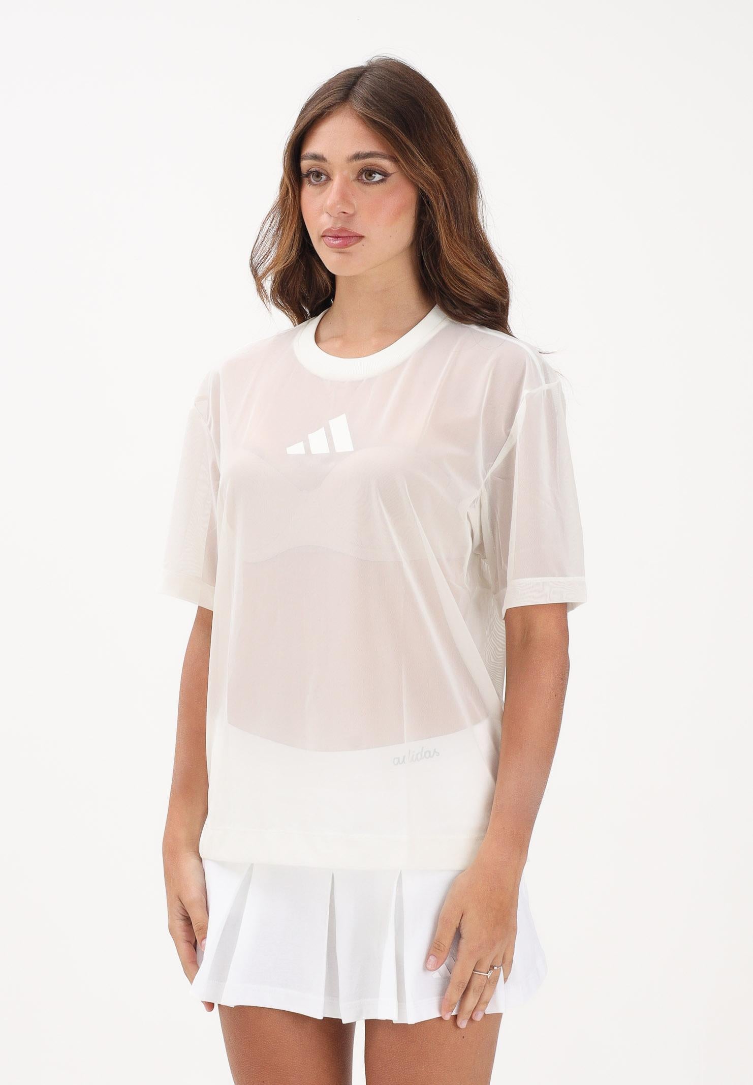 ADIDAS PERFORMANCE T-shirt a manica corta Soft Lux Mesh panna da donna JV9872 . ADIDAS PERFORMANCE 