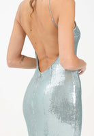 PATRIZIA PEPE Abito lungo verde acqua da donna con paillettes 8A1567J326 G615 PATRIZIA PEPE 