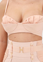 ELISABETTA FRANCHI Top nude da donna in crêpe leggero e raso 901497977129 EA1 ELISABETTA FRANCHI 