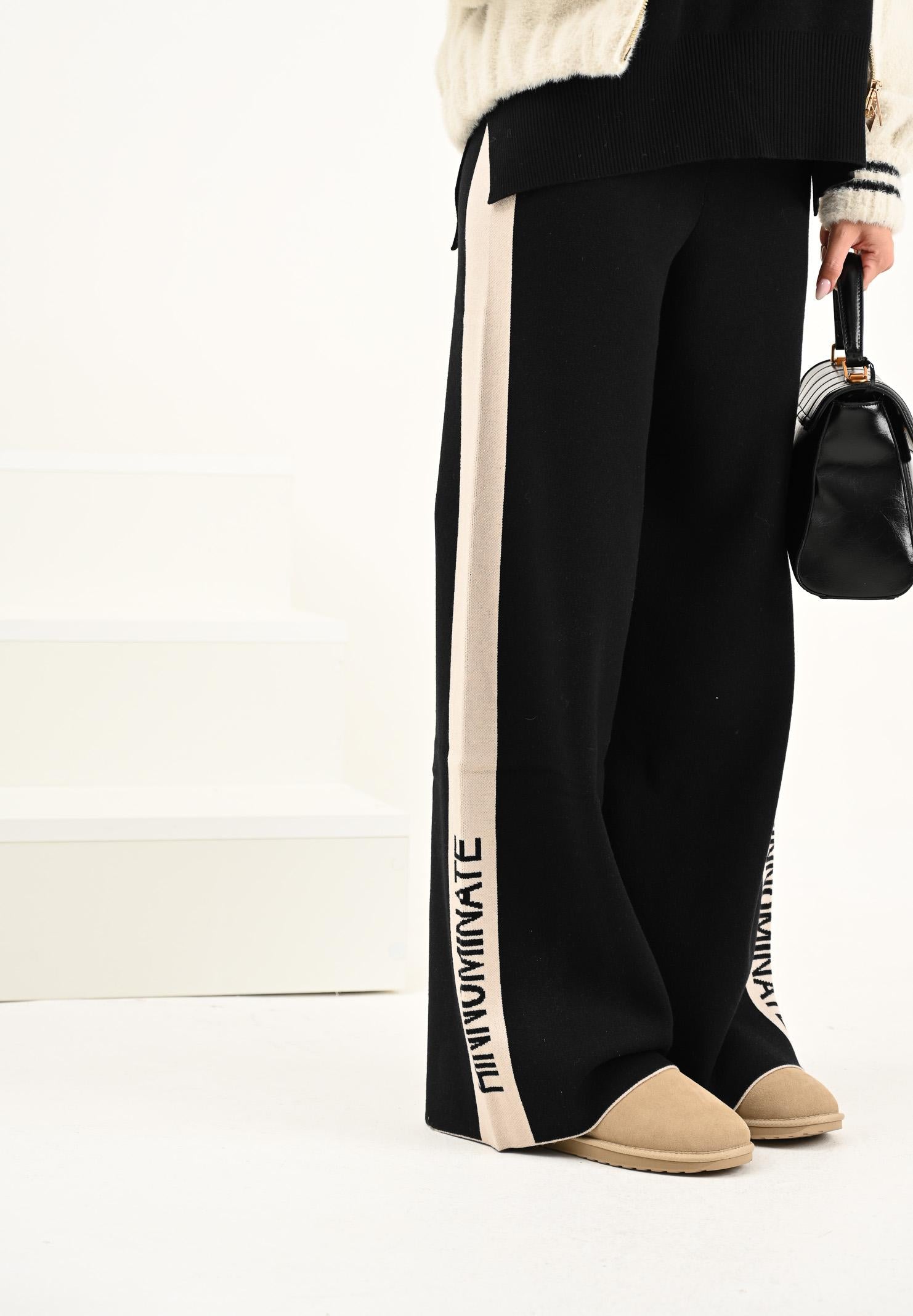 HINNOMINATE Pantalone in maglia nero da donna con banda laterale logata HMABW02131 NE01 HINNOMINATE 