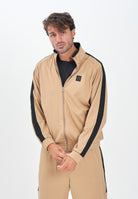EA7 Felpa con zip beige da uomo rifinita da logo e bande laterali a contrasto 7M000620AF17089 U6171 EA7 