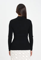 ELISABETTA FRANCHI Maglia a costine nera da donna con dettagli à jour MK09B56E2 110 ELISABETTA FRANCHI 