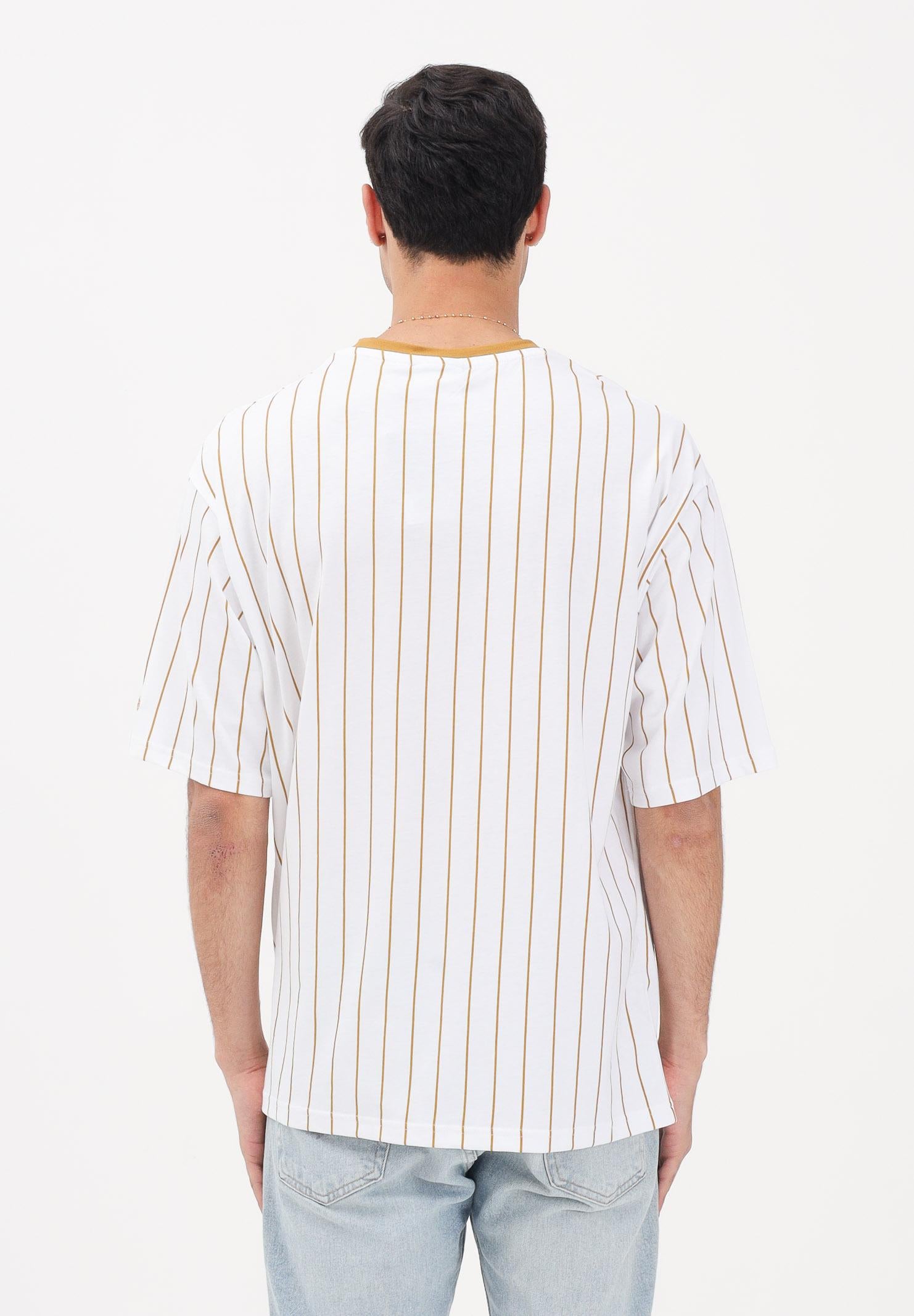 NEW ERA T-shirt a manica corta Oversized New Era Pinstripe bianca e senape per uomo e donna 60856223 . NEW ERA 