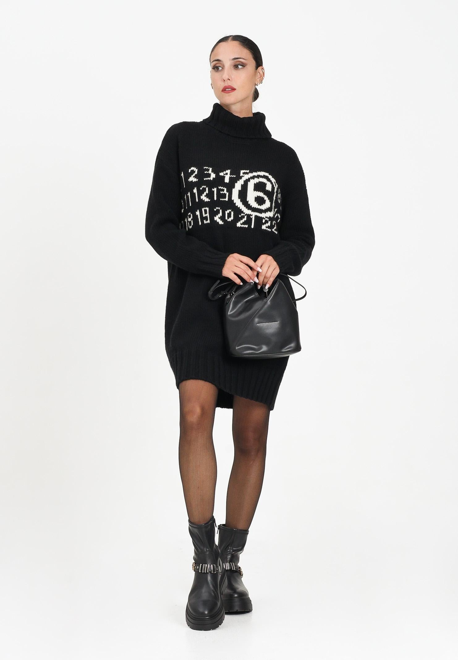 MAISON MARGIELA Abito corto nero per donna e ragazza con maxi logo M60848MM06M M6900 MAISON MARGIELA 