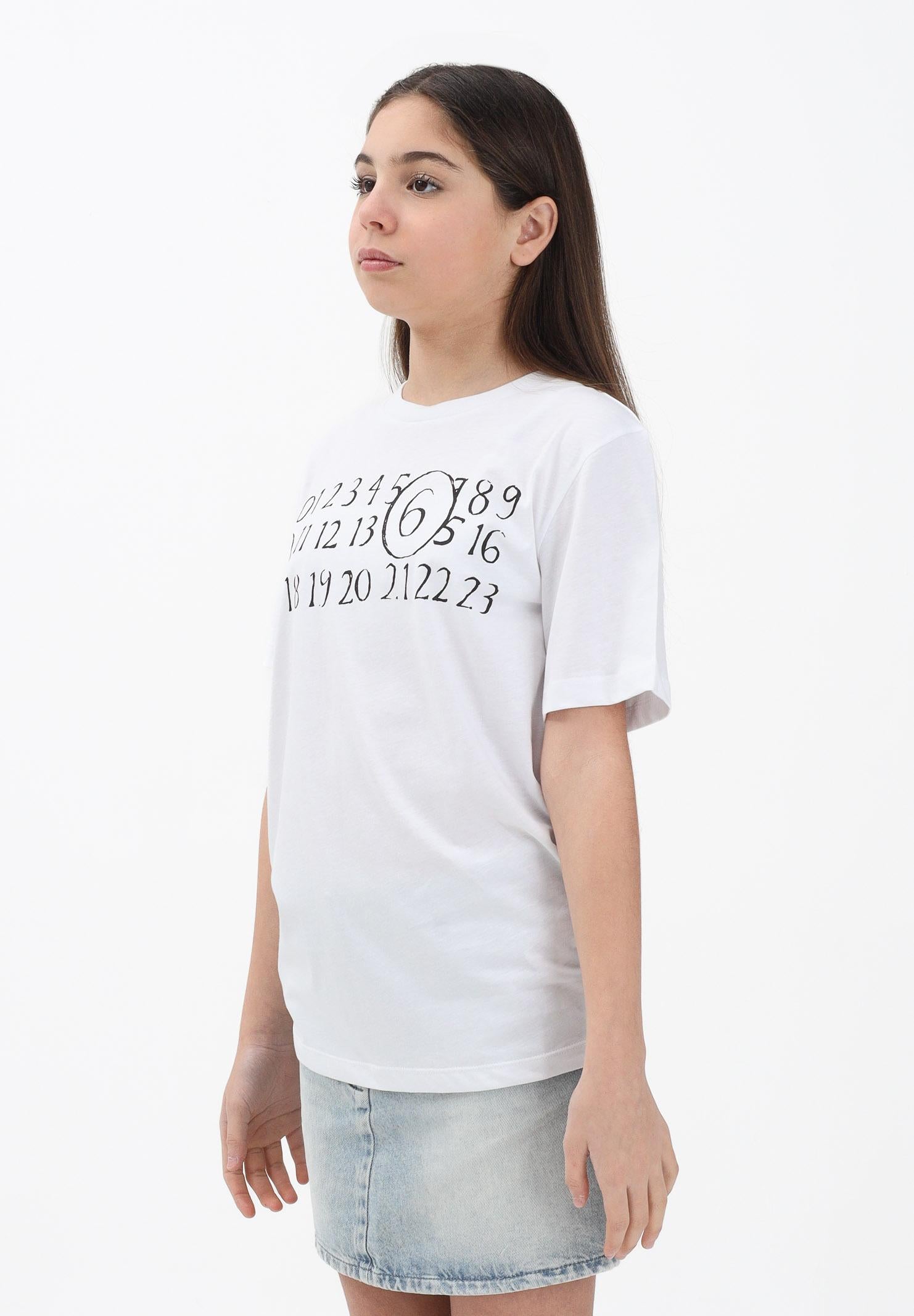 MAISON MARGIELA T-shirt a manica corta bianca per donna, ragazzi e bambini con logo sul petto M61020MM02Y M6100 MAISON MARGIELA 