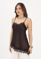 VICOLO Sottogiacca marrone da donna con pizzo e spacco TAB1703 MO VICOLO 