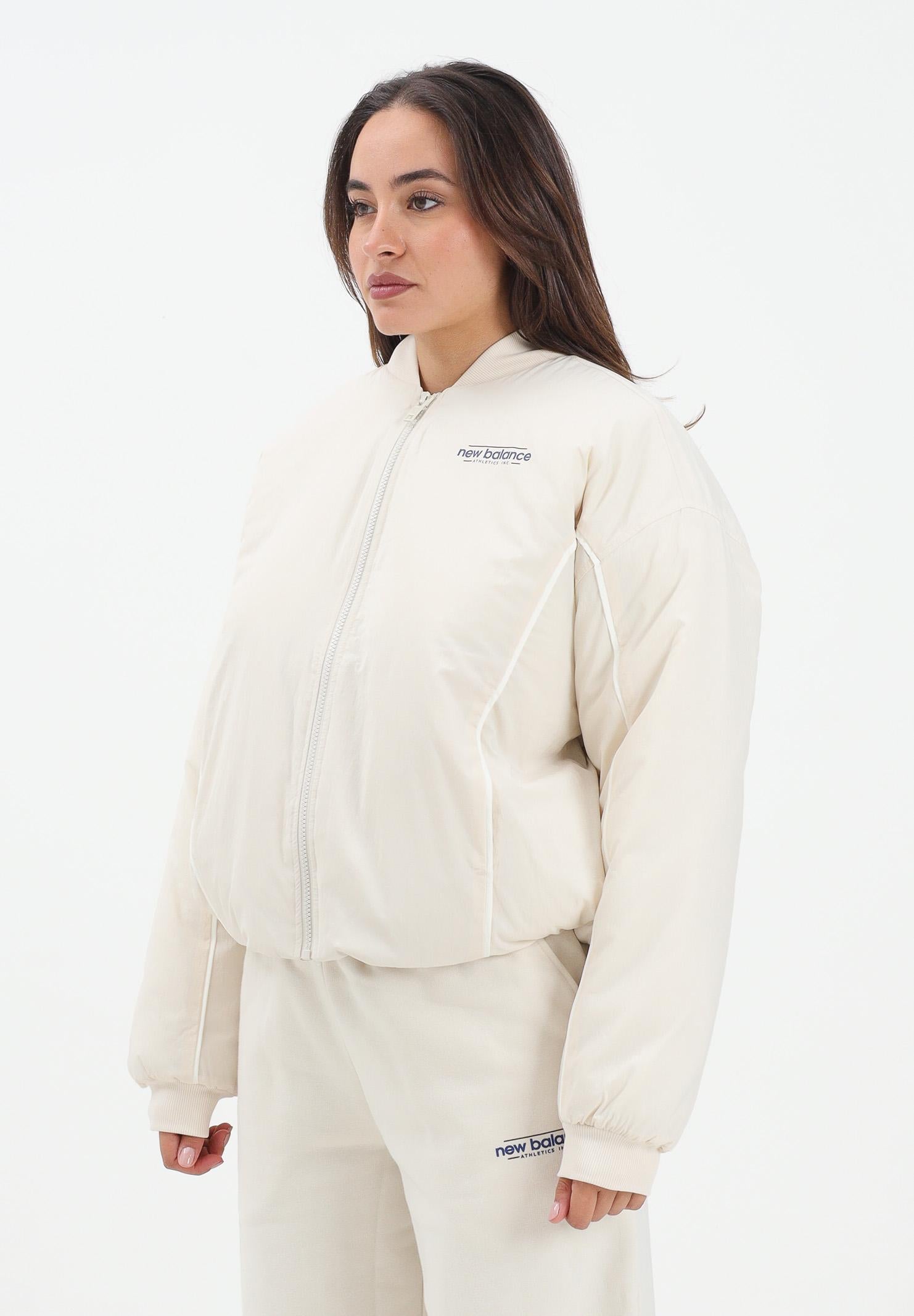 NEW BALANCE Bomber panna da donna con stampa logo WJ53500LIN  NEW BALANCE 
