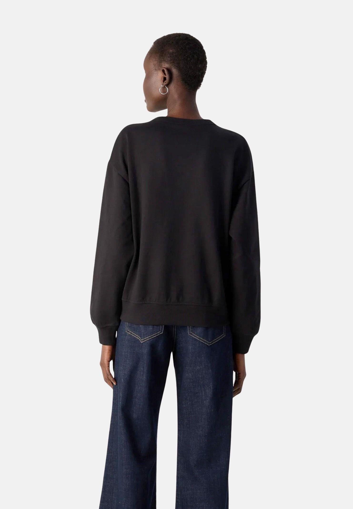 CALVIN KLEIN Fellpa girocollo LS Monologo French Terry Relaxed Crew Neck color Black, nero, da donna. LV047B234G UB1 CALVIN KLEIN 