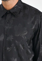 I'M BRIAN Camicia a manica lunga nera da uomo con lavorazione jacquard a motivi floreali CA3427 009 I'M BRIAN 
