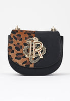 RICHMOND Borsa a tracolla nera da donna con inserto in pelo maculato e logo RWA25355BO BLGO RICHMOND 