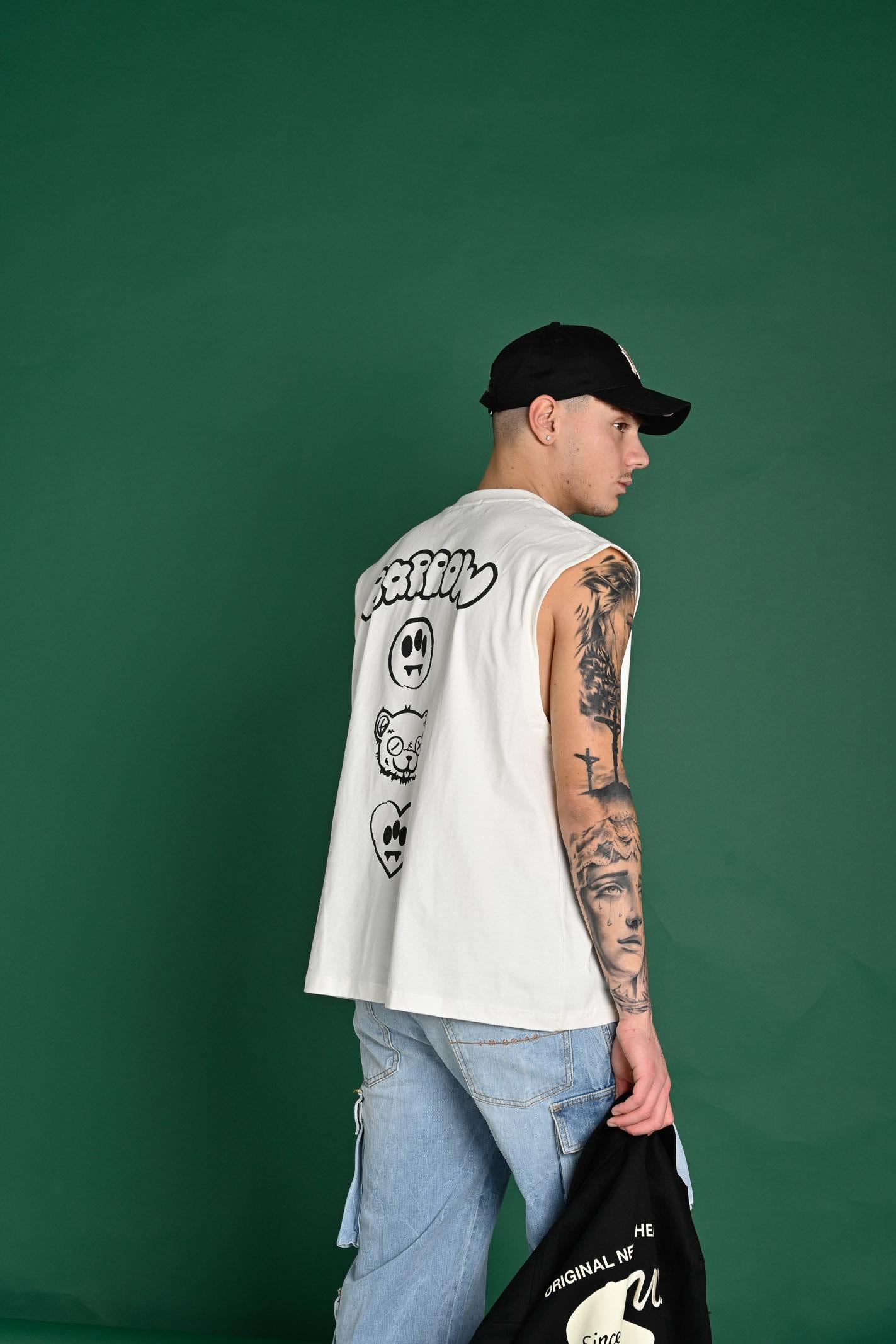 BARROW Canotta panna per uomo e donna con maxi stampa sul retro S5BWUATH160 002 BARROW 