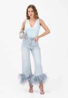 TWENTY FOURHAITCH Jeans ARCADE in denim chiaro da donna con piume A0118DCH62P DECH TWENTY FOURHAITCH 