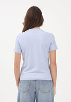 CALVIN KLEIN JEANS T-shirt a manica corta celeste da donna con logo LV047B865GTKF . CALVIN KLEIN JEANS 
