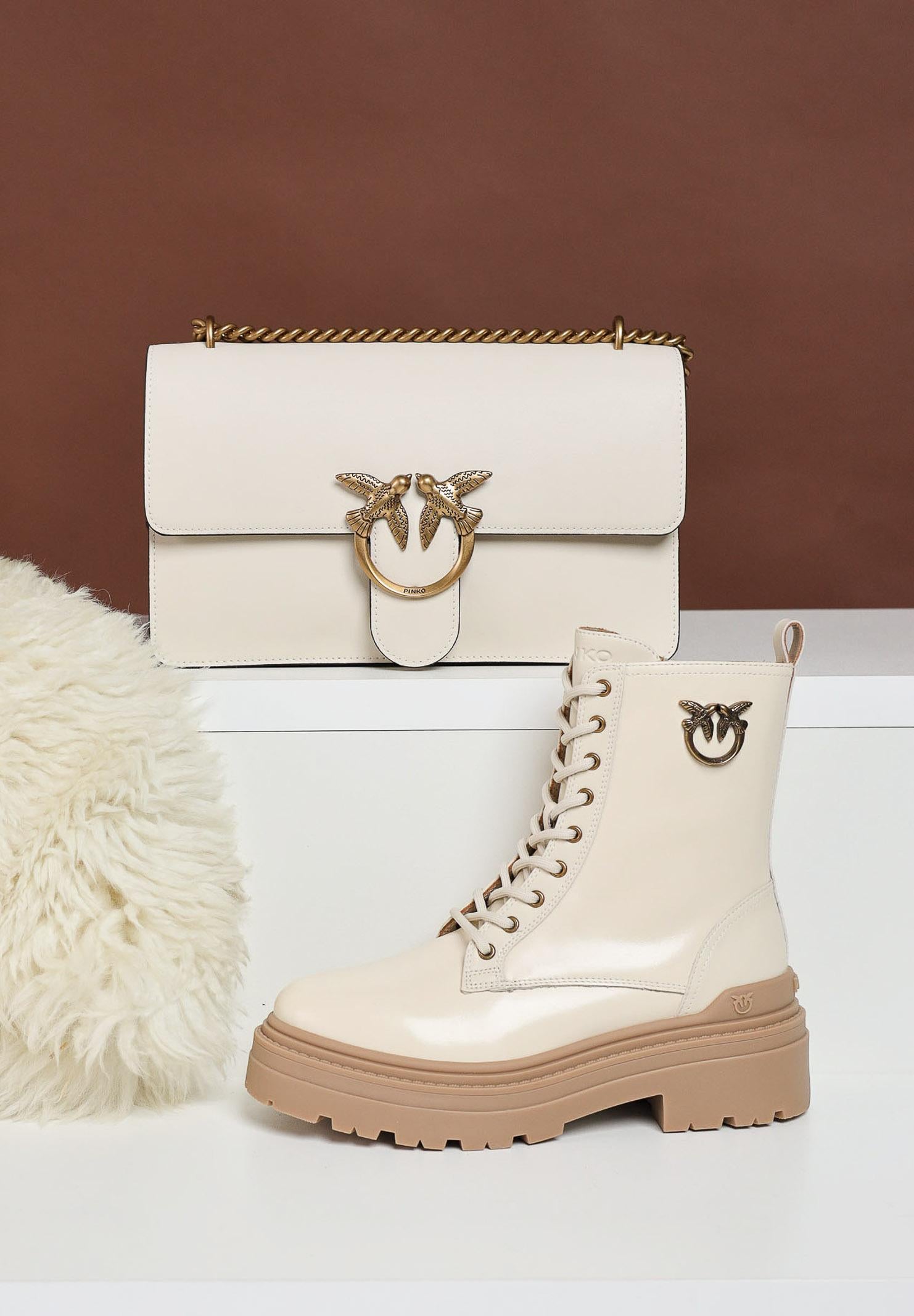 PINKO Anfibi panna e beige da donna con logo SD0141P001DY7  PINKO 