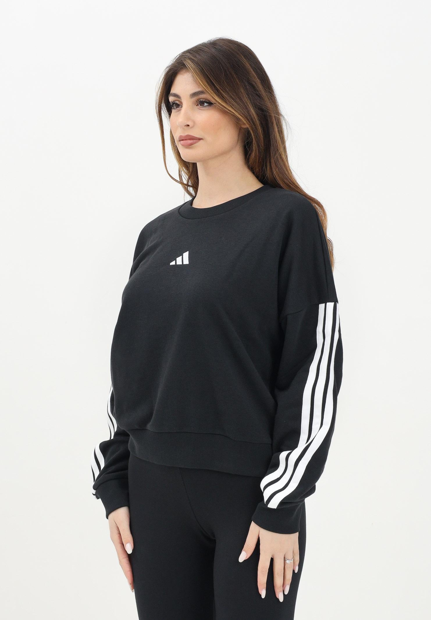 ADIDAS PERFORMANCE Felpa girocollo Essentials 3-Stripes French Terry nera da donna JE0016 . ADIDAS PERFORMANCE 