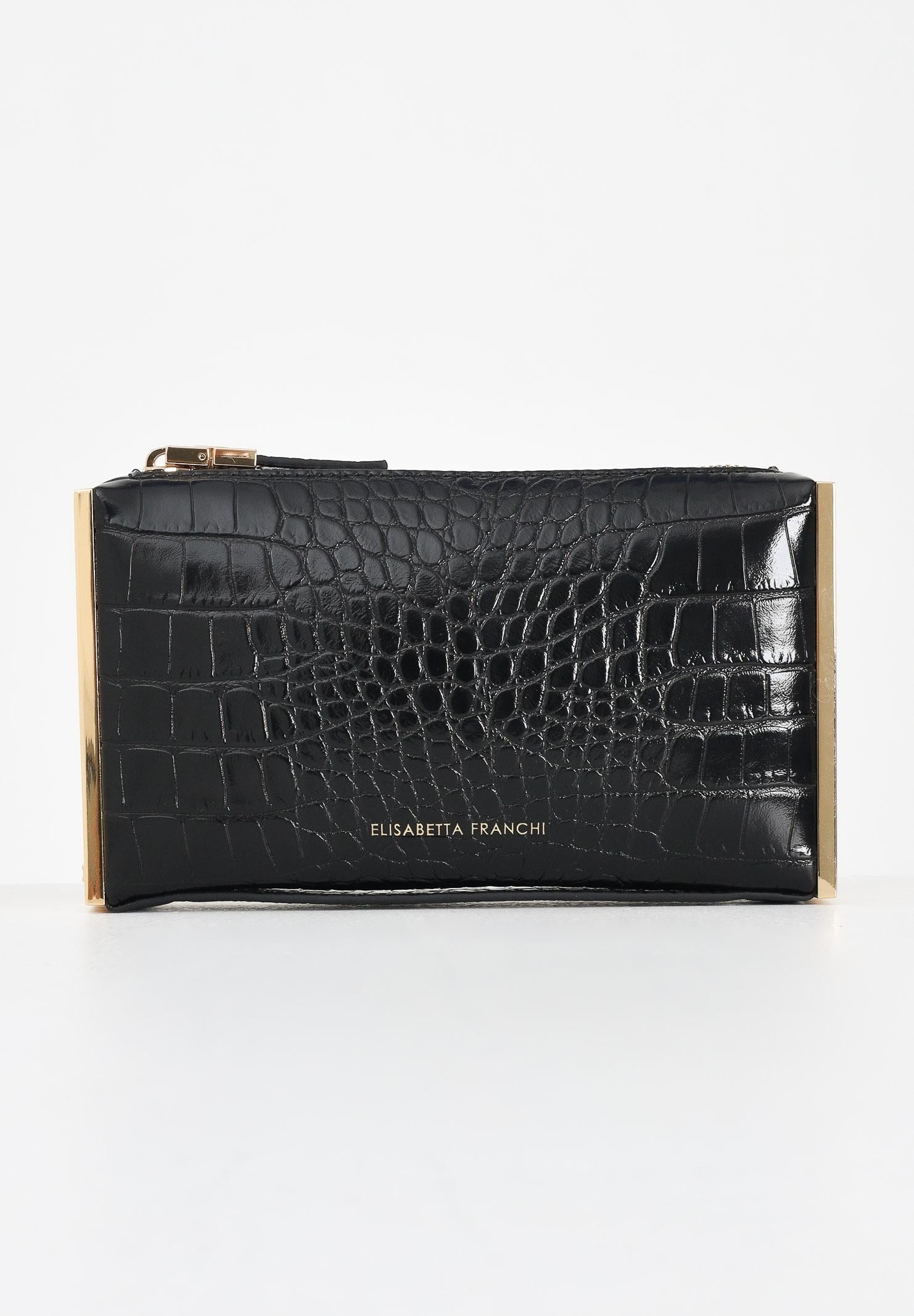 ELISABETTA FRANCHI Pochette nera da donna con stampa cocco BS51A56E2 110 ELISABETTA FRANCHI 