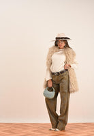 MEHRAN Pelliccia smanicata reversibile beige da donna 25290CRE CRE MEHRAN 