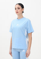 ADIDAS PERFORMANCE T-shirt a manica corta Essentials 3-Stripes Slim azzurra da donna JE1227 . ADIDAS PERFORMANCE 