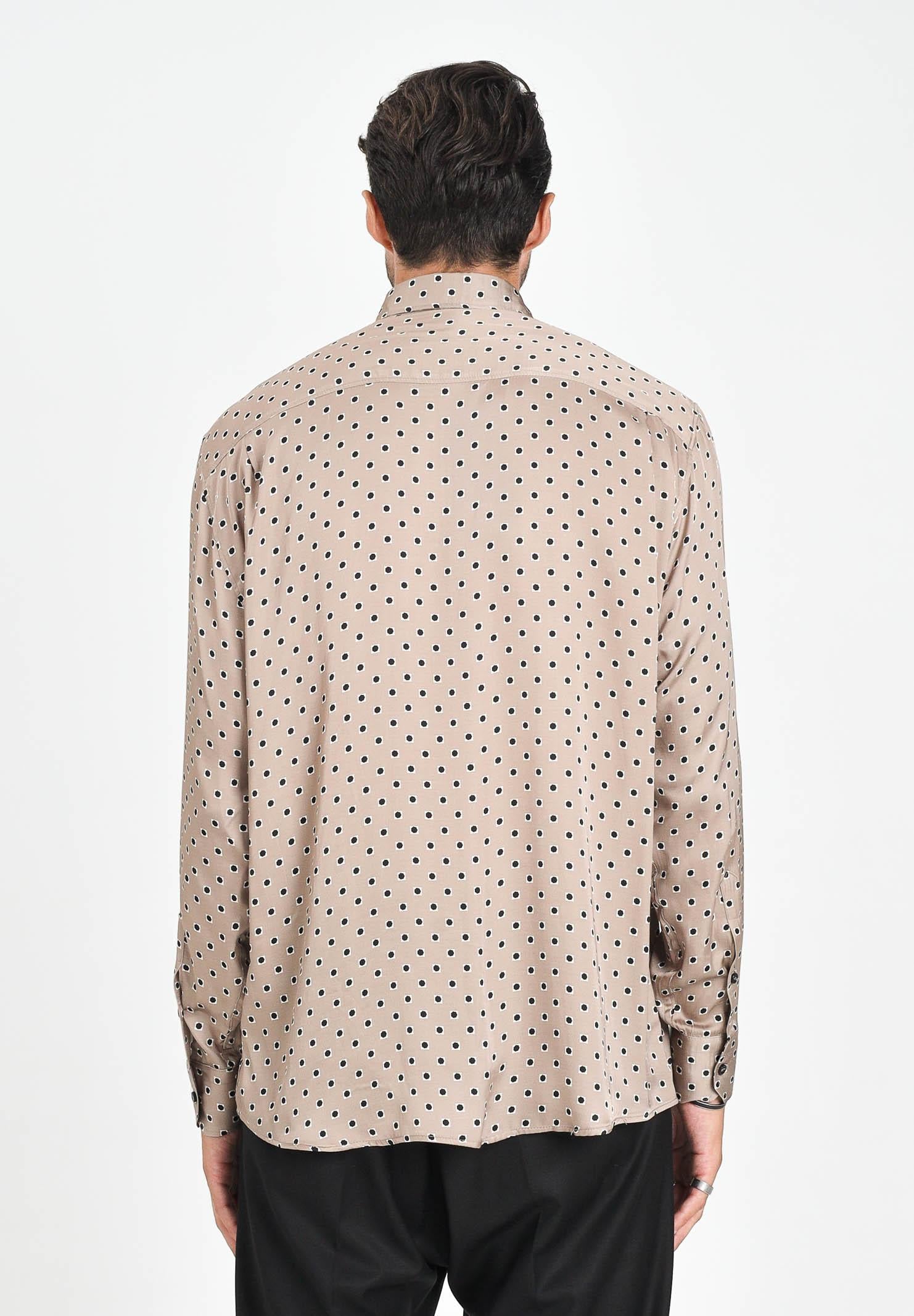 I'M BRIAN Camicia a manica lunga beige da uomo con fantasia CA3432 0028 I'M BRIAN 