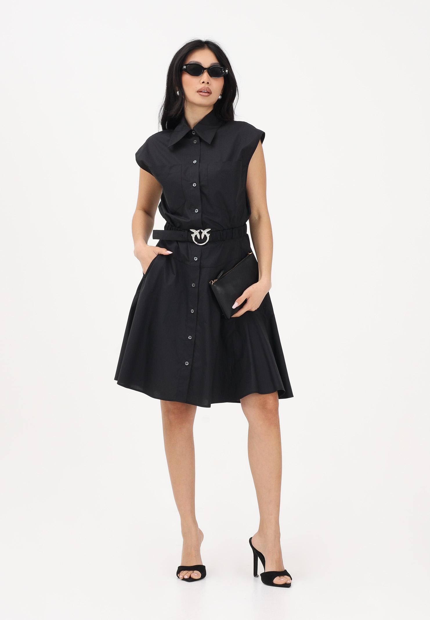 PINKO Abito chemisier nero da donna con cintura 103111A2LD Z99 PINKO 