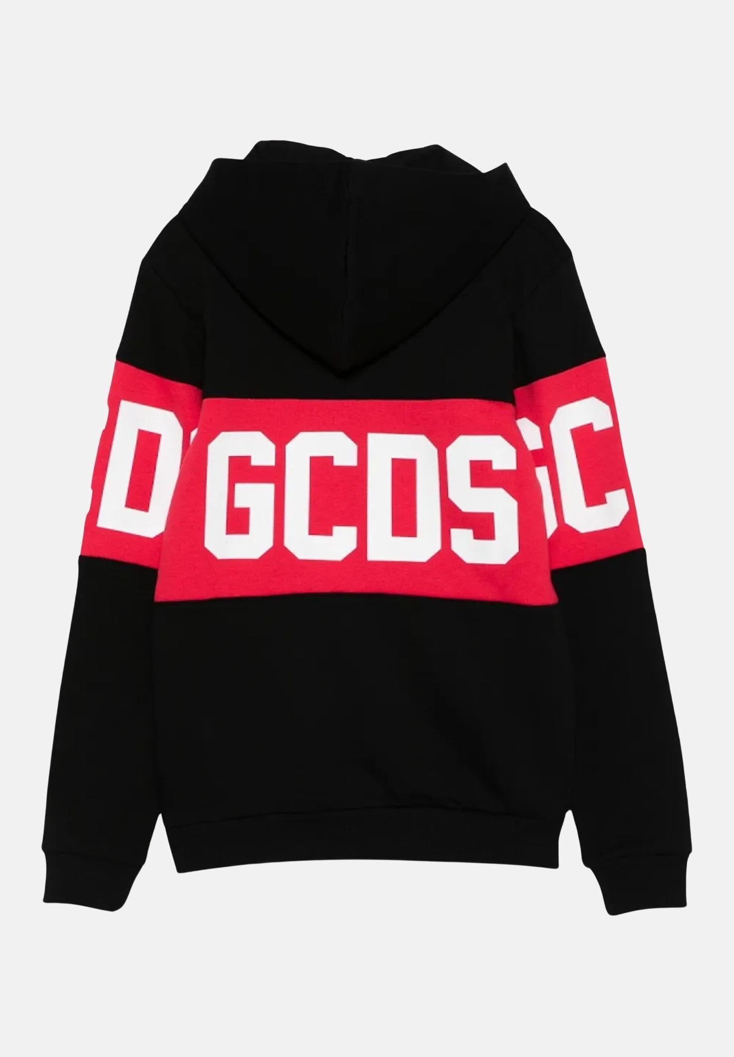 GCDS felpa con cappuccio nera pr bambino e bambina B2KU1926BA2 99 GCDS 