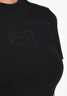 VERSACE JEANS COUTURE T-shirt a manica corta nera da donna con logo 79HAHC01CJ02C 899 VERSACE JEANS COUTURE 