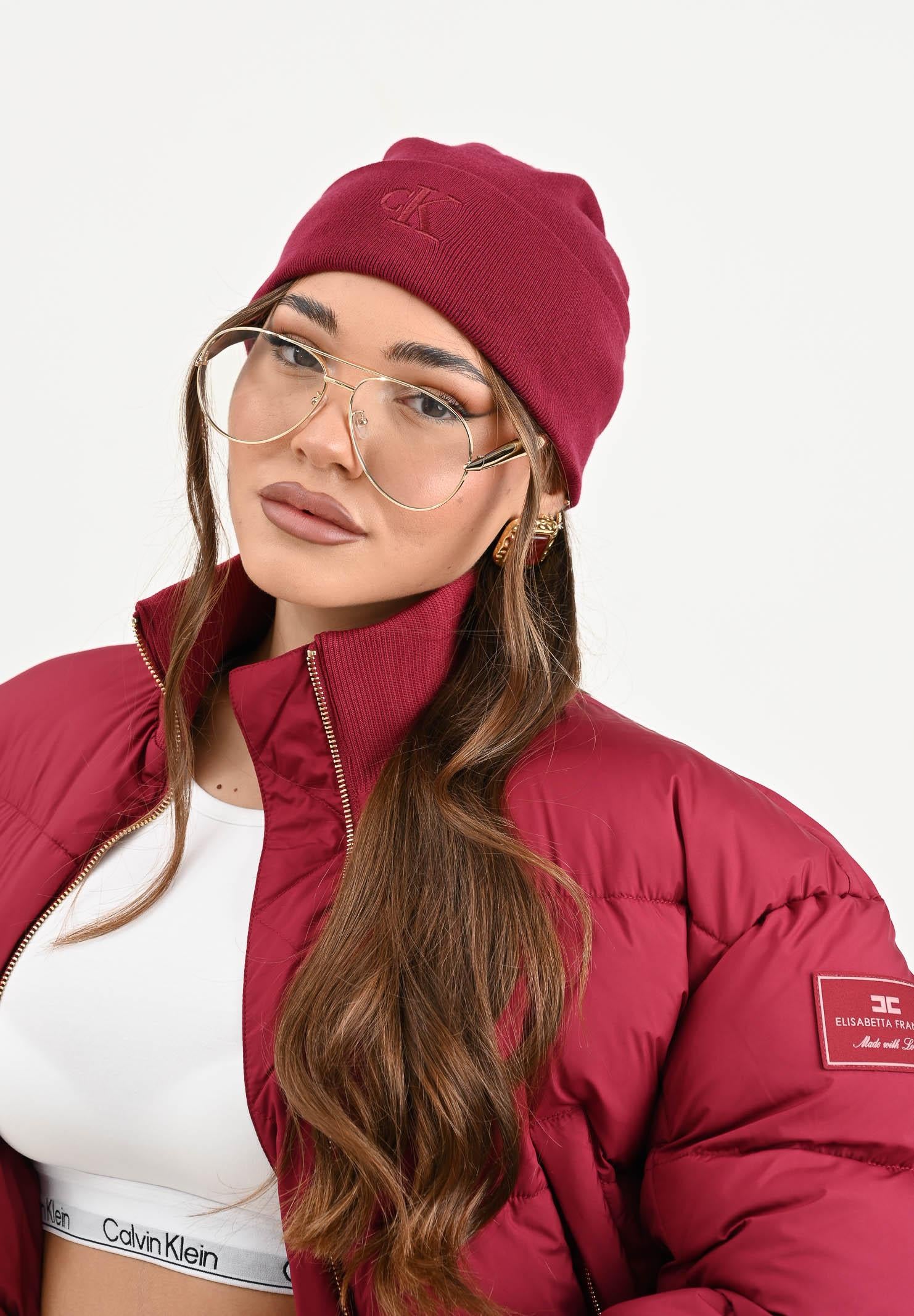 CALVIN KLEIN Berretto bordeaux per uomo e donna con logo LV04D8020G VAQ CALVIN KLEIN 