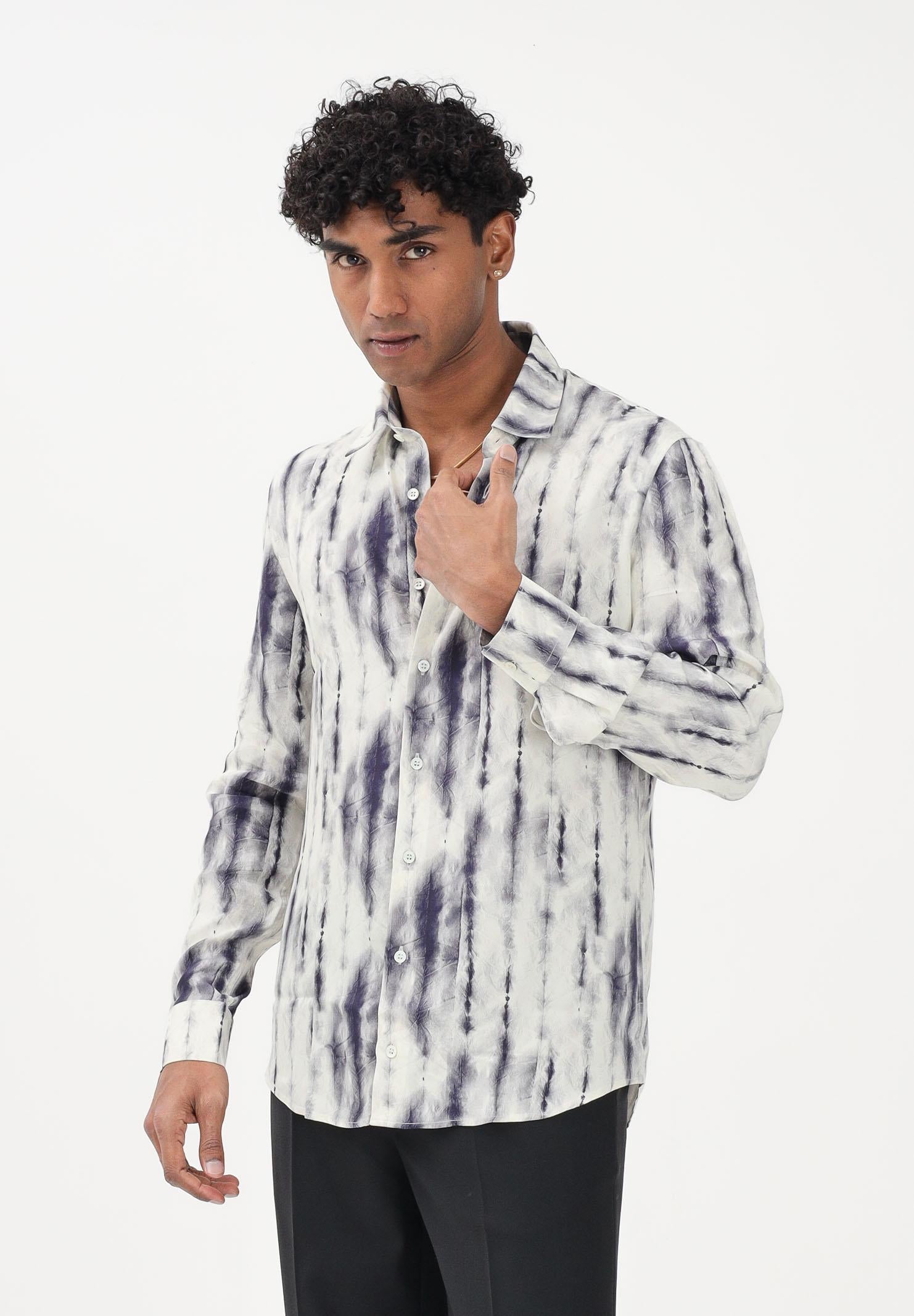 PATRIZIA PEPE Camicia a manica lunga panna da uomo con stampa grafica 5C0310A093 FG82 PATRIZIA PEPE 