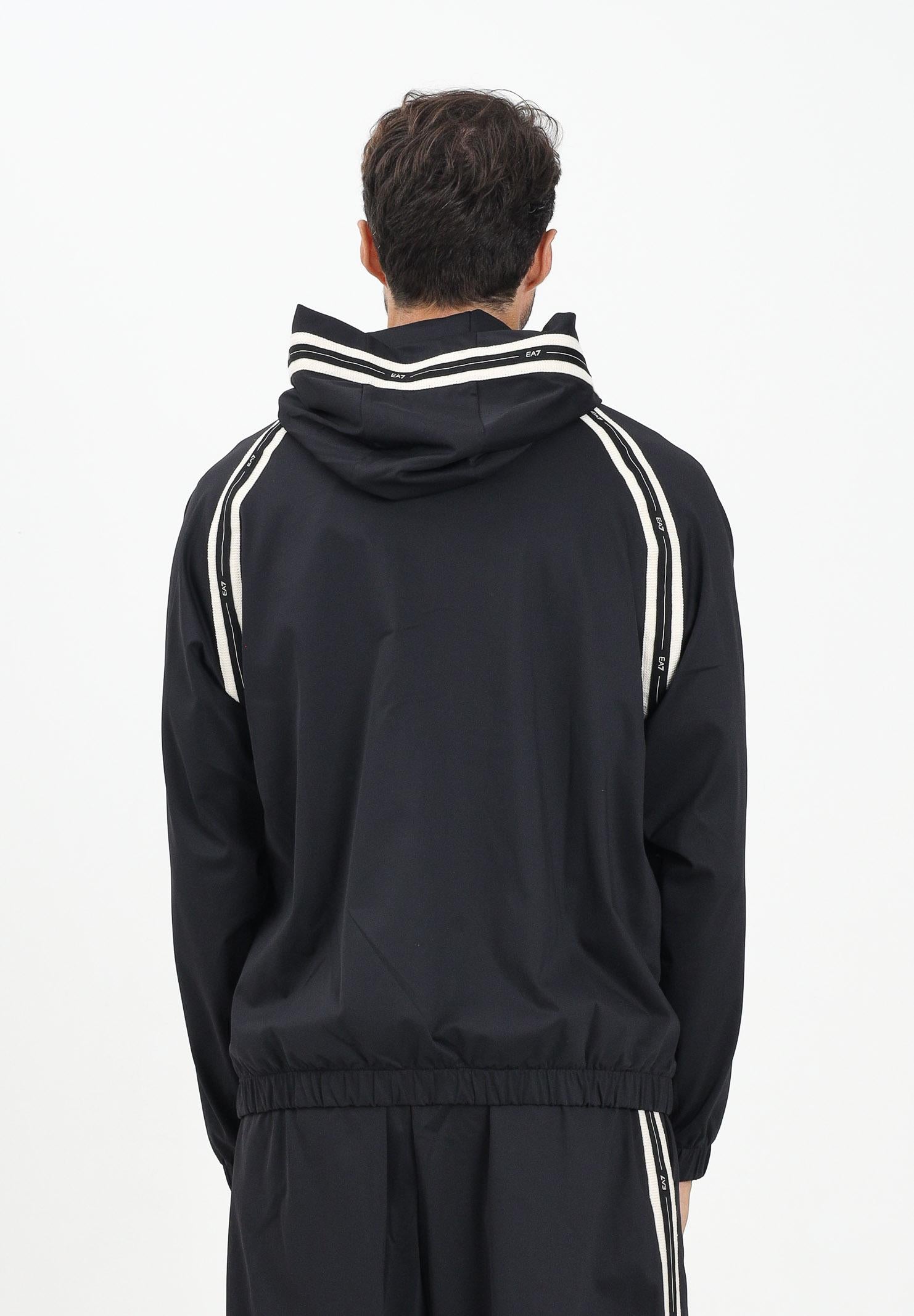 EA7 Felpa con zip nera da uomo arricchita da bande con dettagli logo 7M000958AF17160 UC001 EA7 