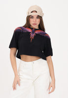 MARCELO BURLON COUNTY OF MILAN T-shirt a manica corta nera da donna con stampa ali e taglio crop 26ECM30122 NEVIAR MARCELO BURLON COUNTY OF MILAN 