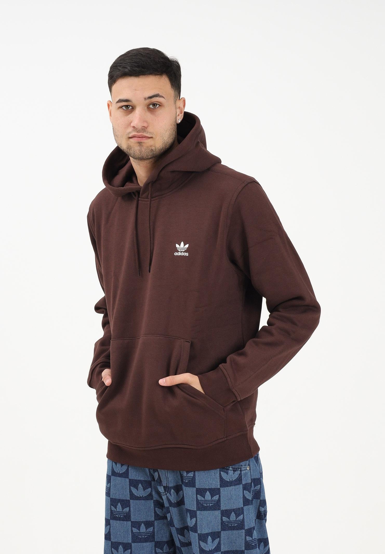 ADIDAS ORIGINALS Felpa con cappuccio ESSENTIAL REGULAR FLEECE marrone da uomo HY2083 . ADIDAS ORIGINALS 