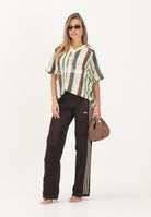 ADIDAS ORIGINALS pantaloni sportivi Crochet Trackpant marrone stripes gialle donna. KQ6656 . ADIDAS ORIGINALS 