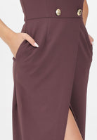 ELISABETTA FRANCHI Abito lungo bordeaux da donna in crêpe leggero con bottoni<BR/> ABR0456E2 EA4 ELISABETTA FRANCHI 