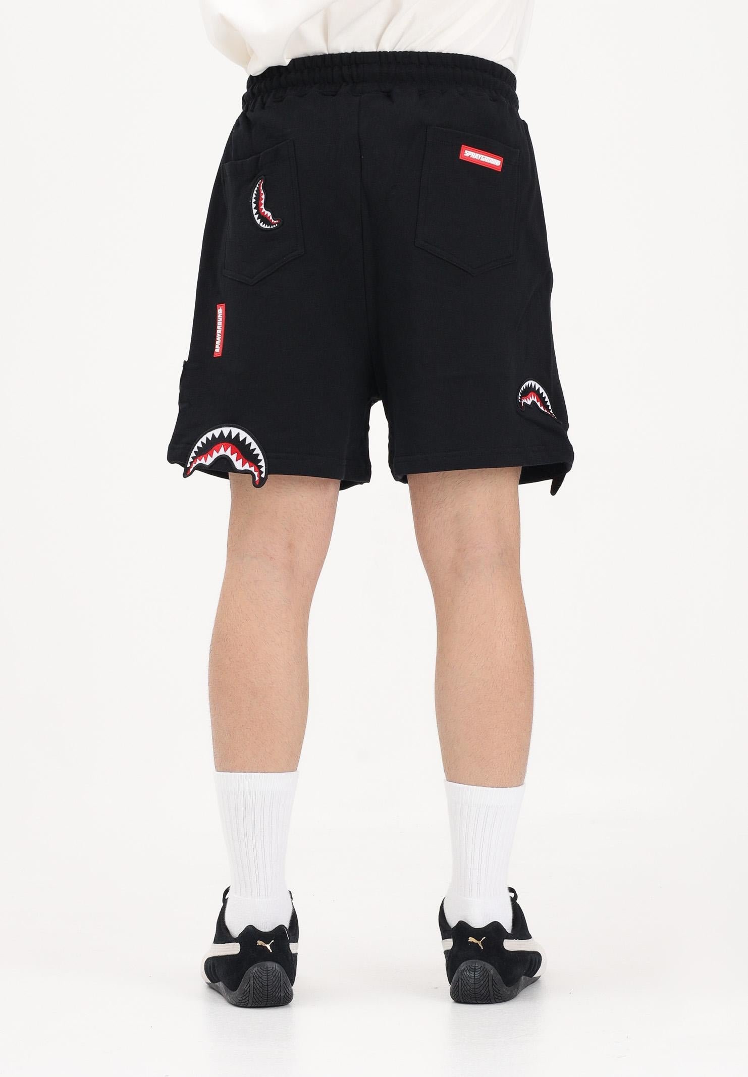 SPRAYGROUND Shorts sportivo nero da uomo con patch SP847EBLK . SPRAYGROUND 