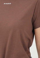 PINKO T-shirt a manica corta marrone da donna con logo 100373A34F L78 PINKO 