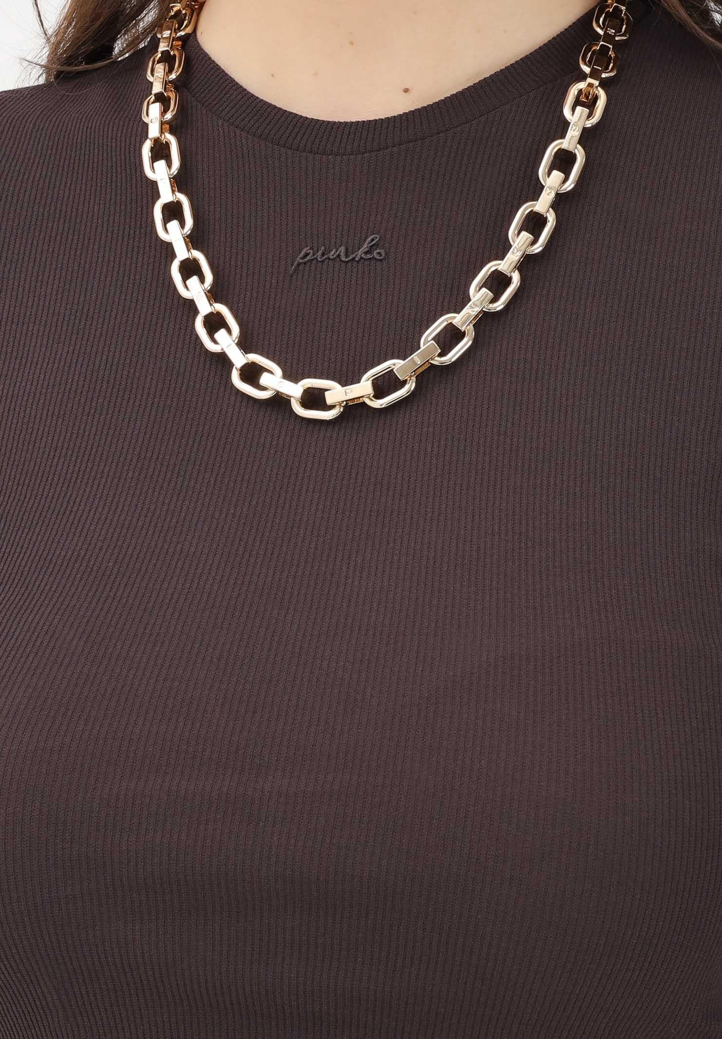 PINKO Maglia a manica corta marrone da donna con catena 106635A32C M28 PINKO 