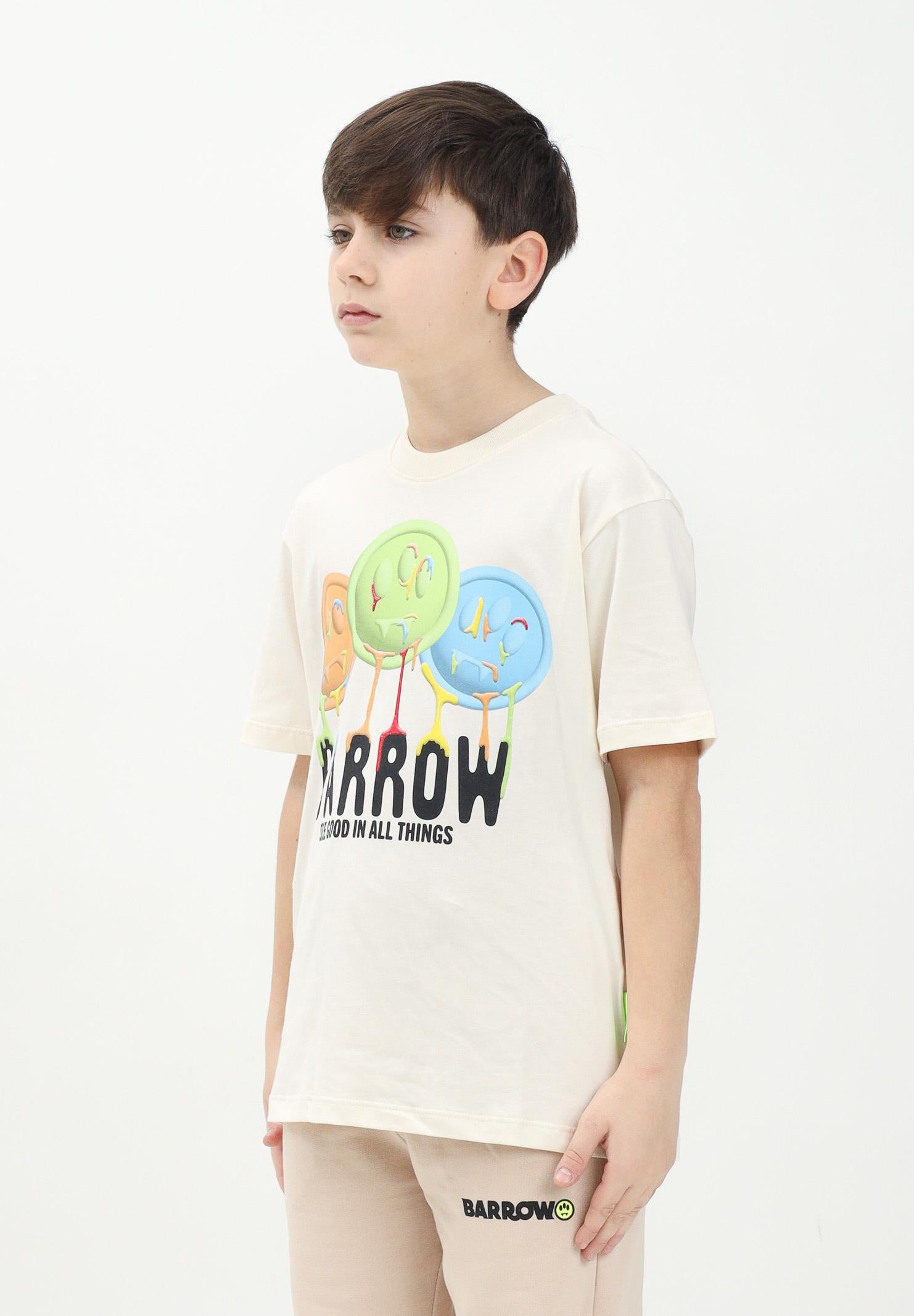 BARROW T-shirt a manica corta beige per donna, ragazzi e bambini con stampa S5BKJUTH068 013 BARROW 