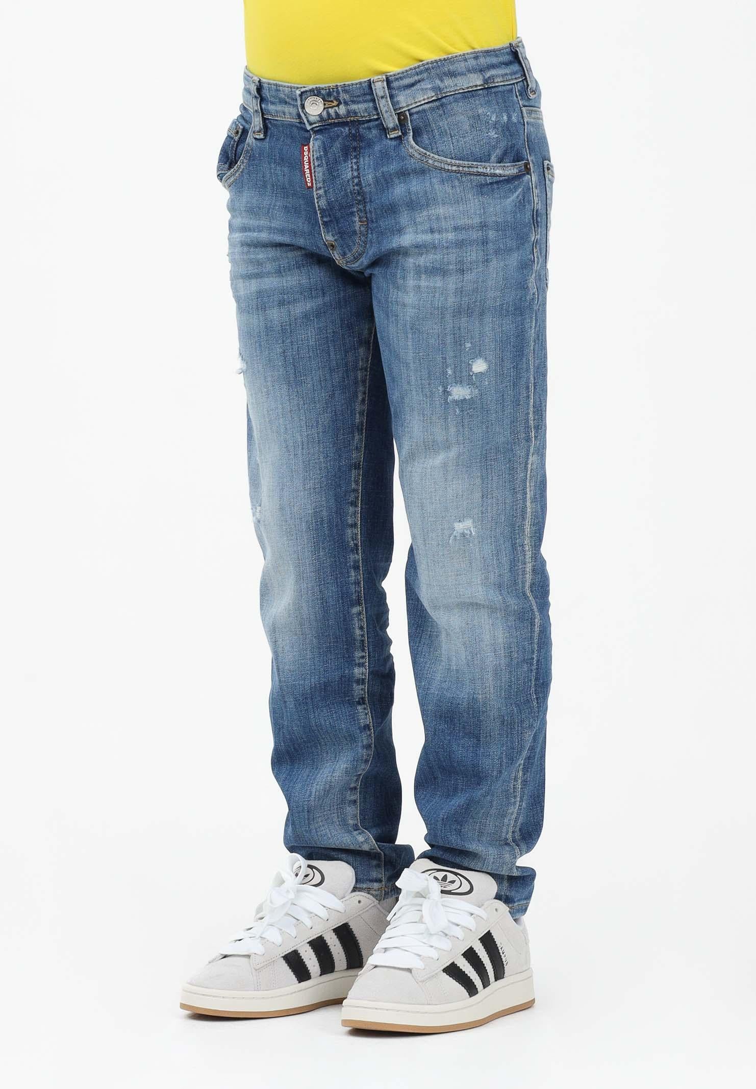 DSQUARED2 Jeans Stanislav in denim medio per donna, ragazzi e bambini con abrasioni DQ0731D0AFN DQ01 DSQUARED2 