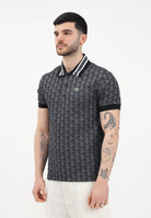 LACOSTE Polo a manica corta nera da uomo in jacquard con monogramma DH1417 4PC LACOSTE 