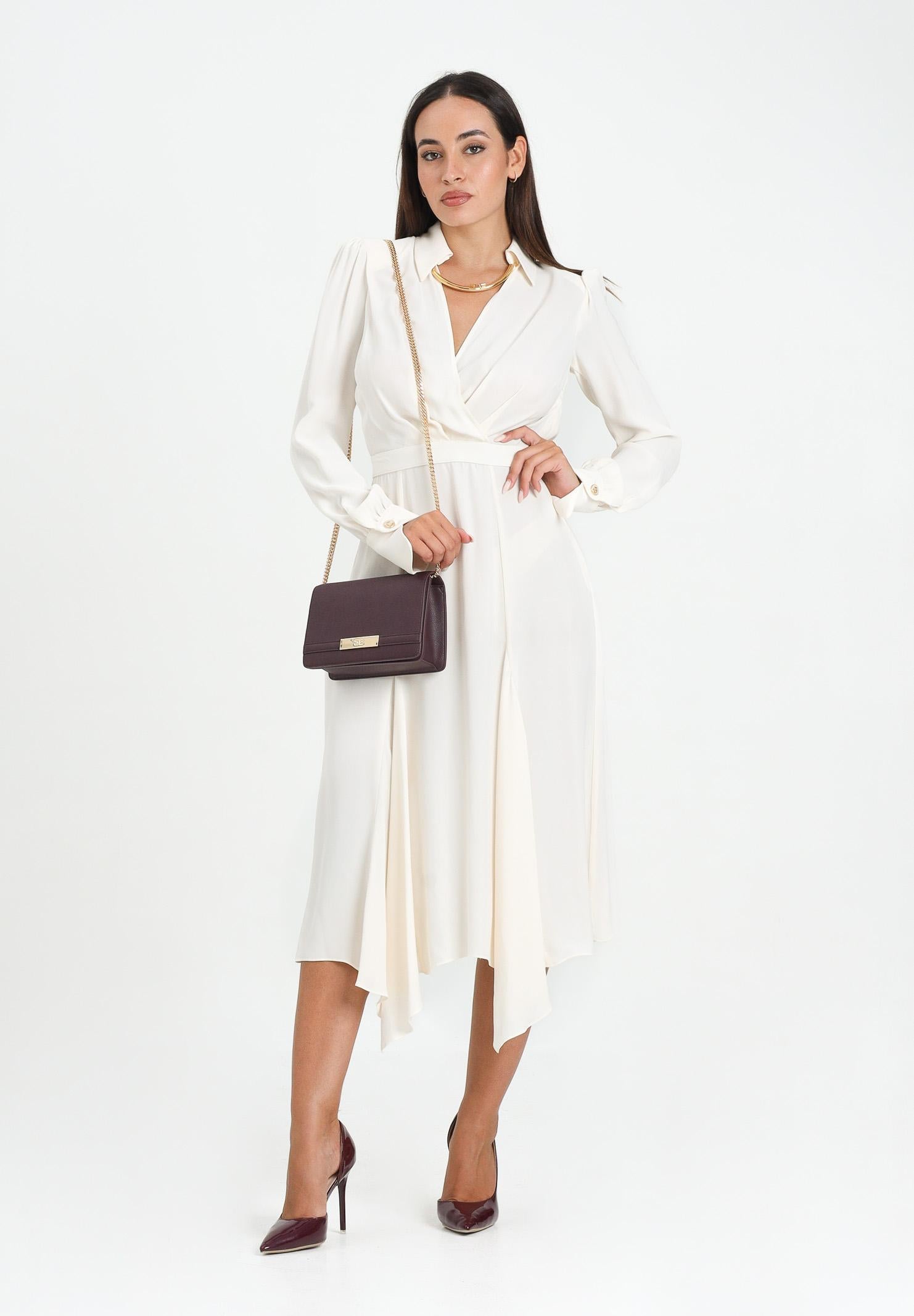 ELISABETTA FRANCHI Abito midi bianco latte da donna ABT0356E2 DZ9 ELISABETTA FRANCHI 