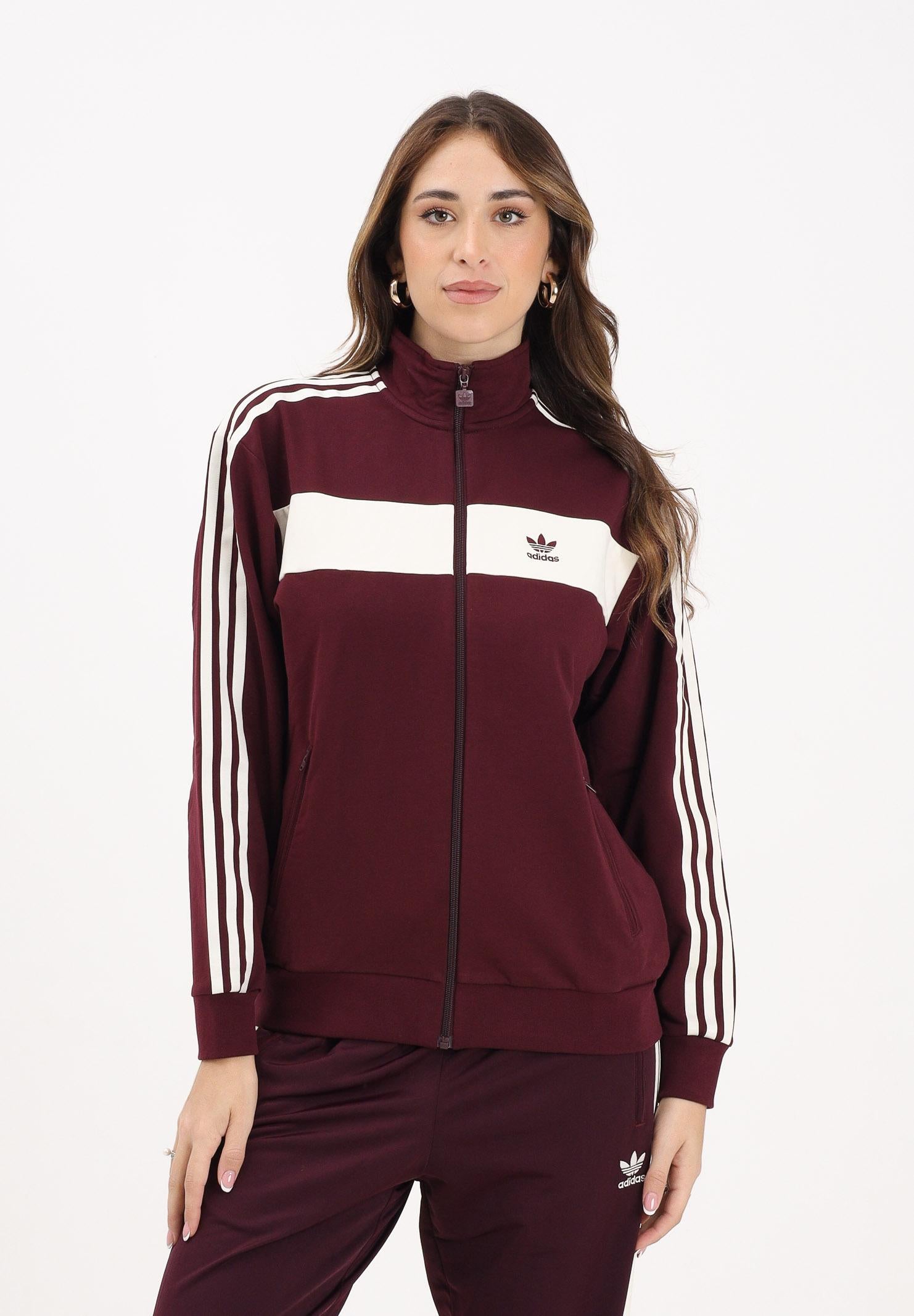 ADIDAS ORIGINALS Felpa con zip Colorblock bordeaux e panna da donna KA7750  ADIDAS ORIGINALS 