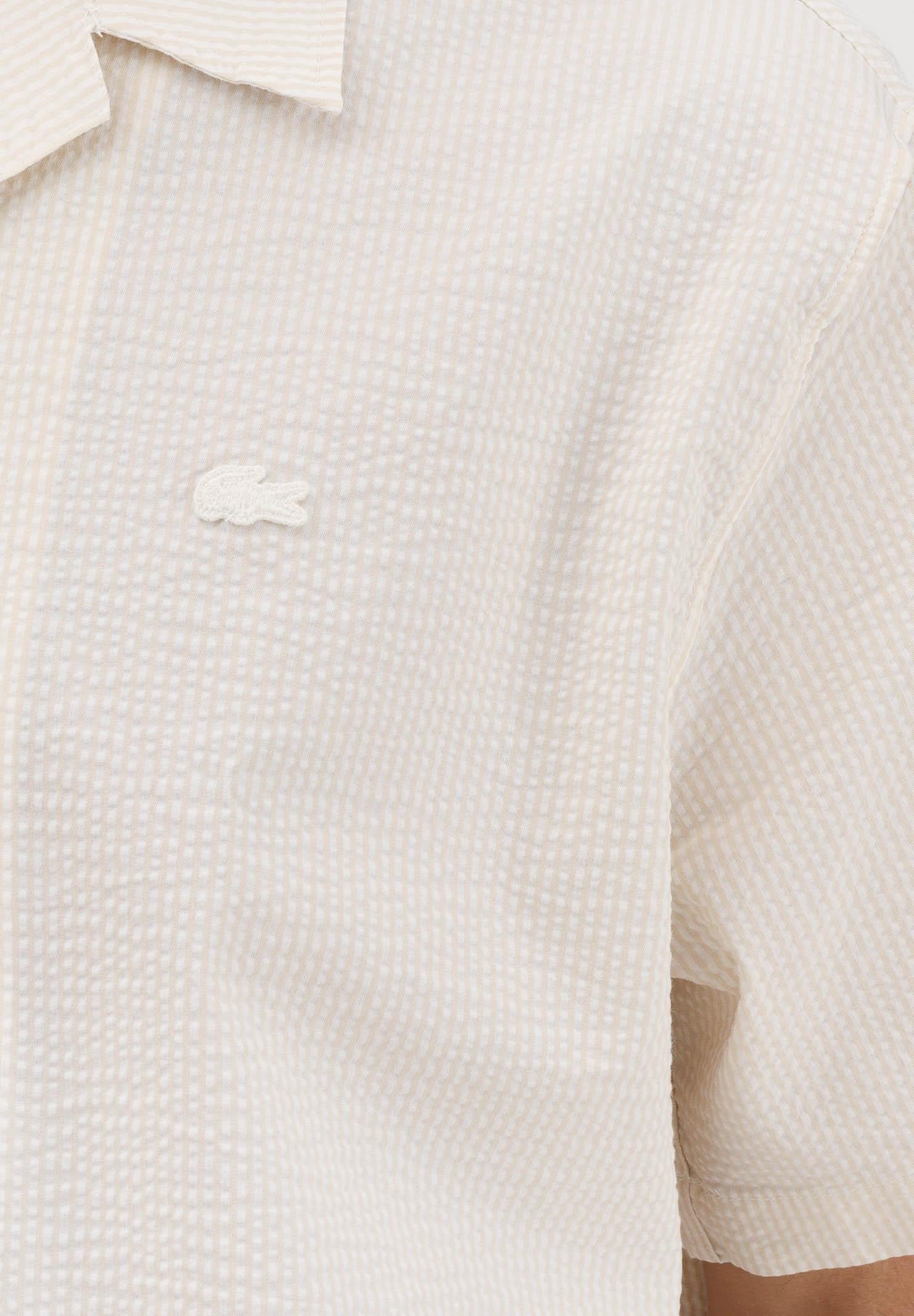 LACOSTE Camicia a manica corta panna da uomo in seersucker CH2355 FM0 LACOSTE 