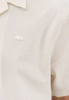 LACOSTE Camicia a manica corta panna da uomo in seersucker CH2355 FM0 LACOSTE 