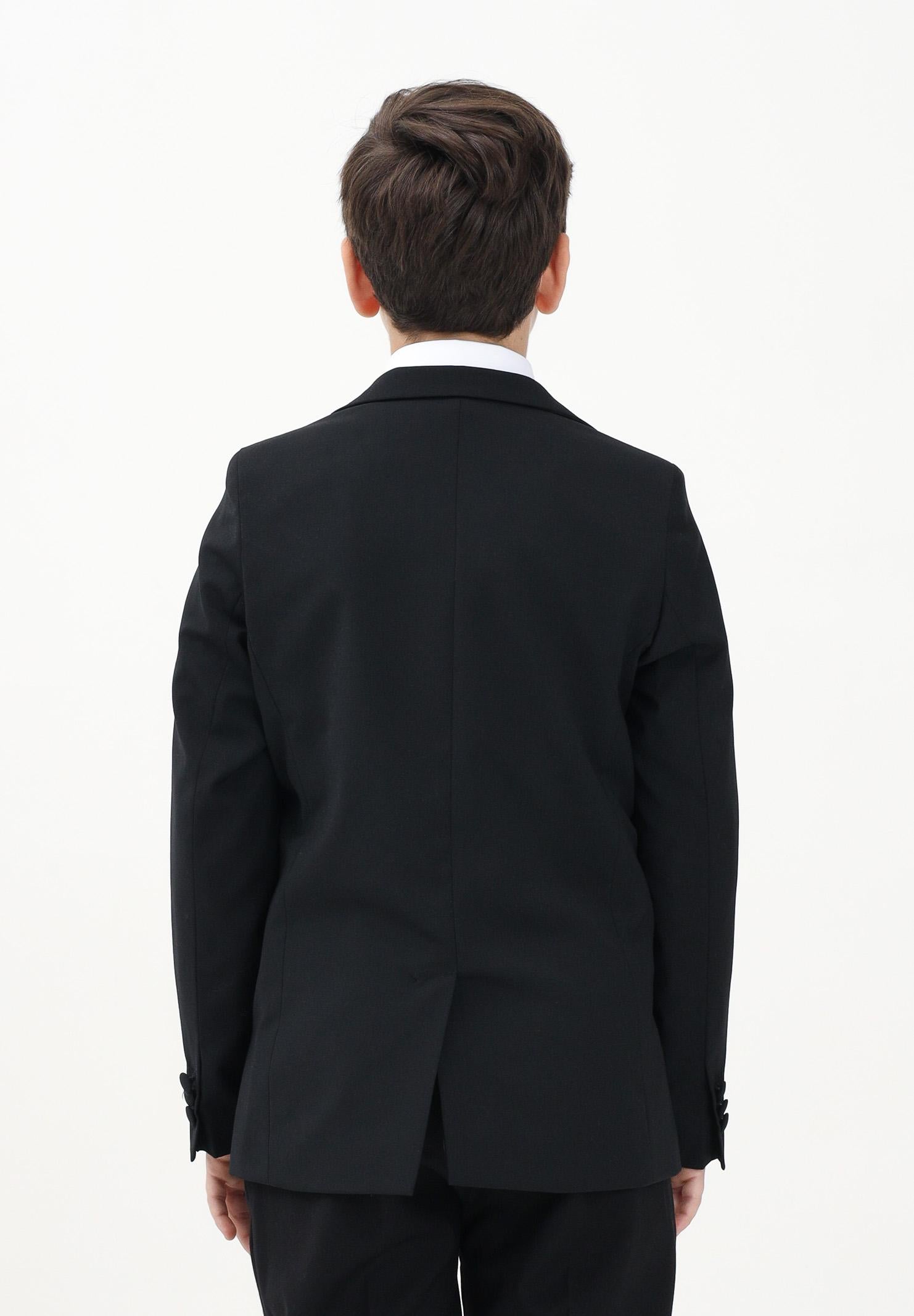 I'M BRIAN Giacca monopetto nera da bambino con rever a lancia rivestito da paillettes GIA3225J 009 I'M BRIAN 